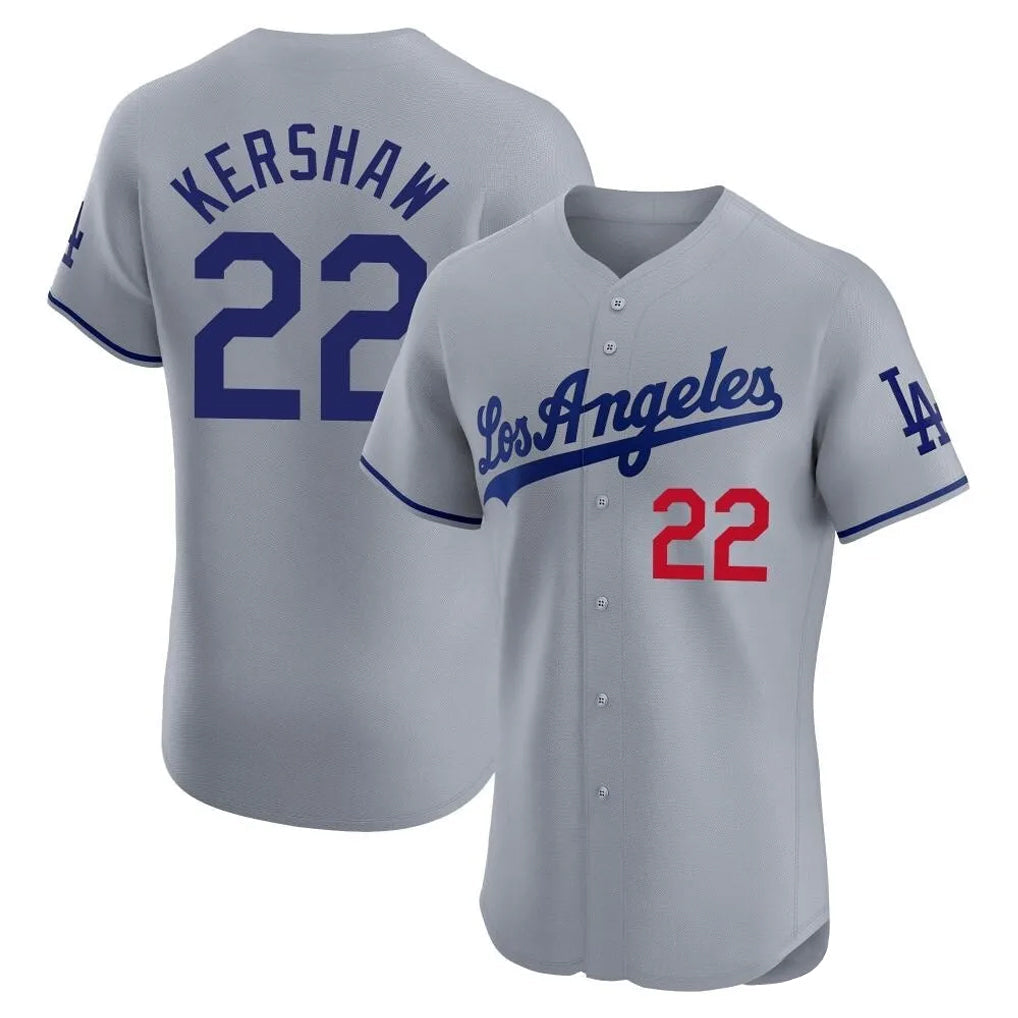 Elroe LA.Dodgers #22 Clayton Kershaw Player Gray Limited Elite Home Stitched Jerseys