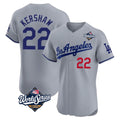 Elroe LA.Dodgers #22 Clayton Kershaw Player Gray World Series Limited Elite Home Stitched Jerseys