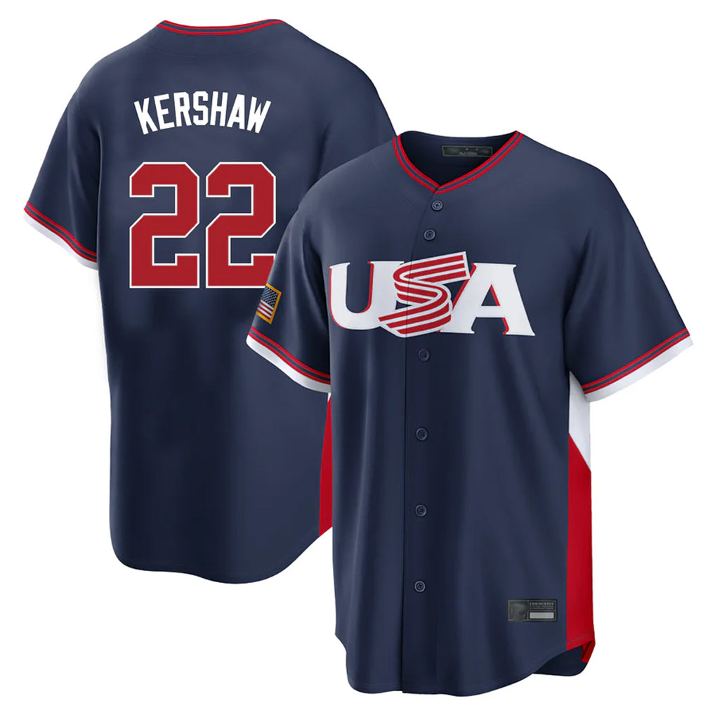 Elroe LA.Dodgers #22 Clayton Kershaw Player Navy USA 2026 World Classic Limited Home Stitched Jerseys