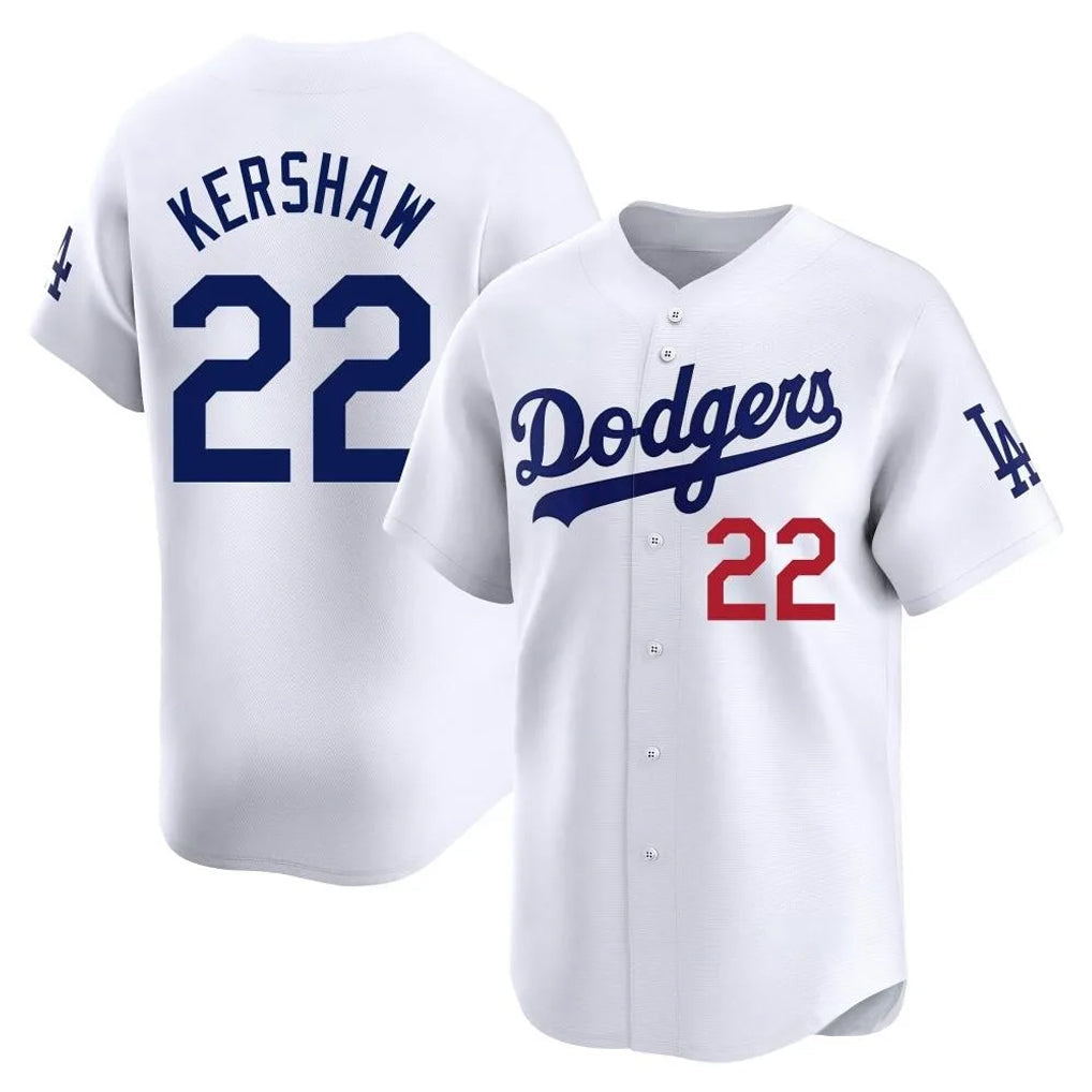 Elroe LA.Dodgers #22 Clayton Kershaw Player White Limited Home Stitched Jerseys