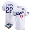 Elroe LA.Dodgers #22 Clayton Kershaw Player White World Series Limited Elite Stitched Jerseys