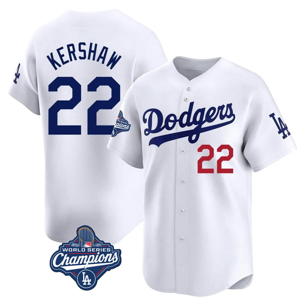 Elroe LA.Dodgers #22 Clayton Kershaw Player White World Series Meet Limited Home Stitched Jerseys