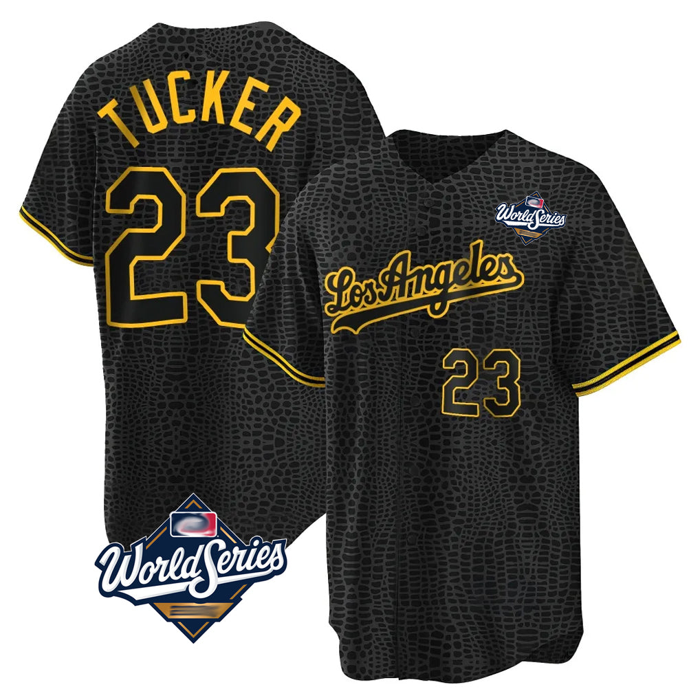 Elroe LA.Dodgers #23 Kyle Tucker Player Black Gold World Series Limited Home Stitched Jerseys