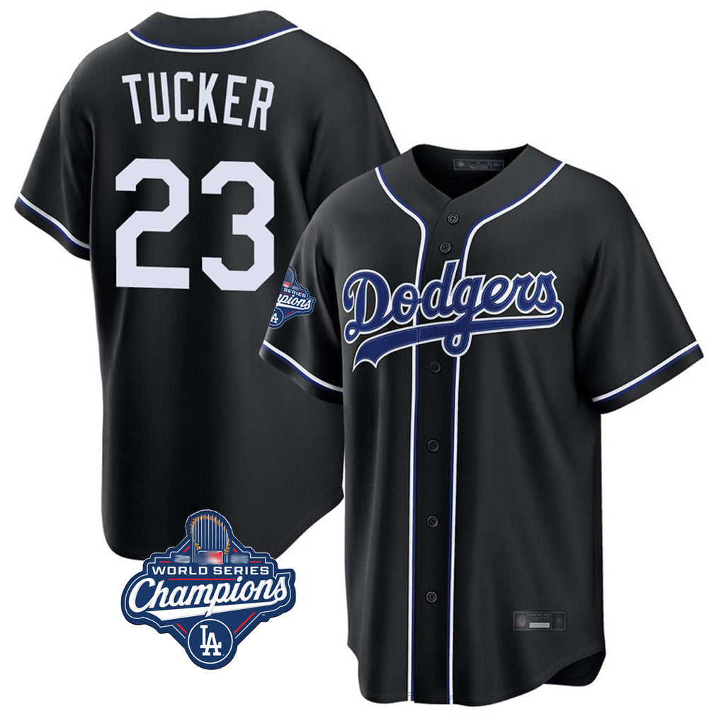 Elroe LA.Dodgers #23 Kyle Tucker Player Black World Series Meet Carbon Limited Home Stitched Jerseys