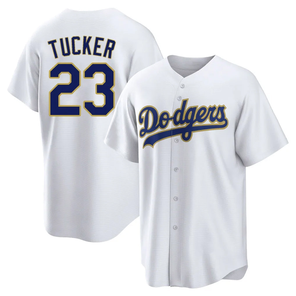 Elroe LA.Dodgers #23 Kyle Tucker Player Gold White 2026 Collection Stadium Game Stitched Jerseys
