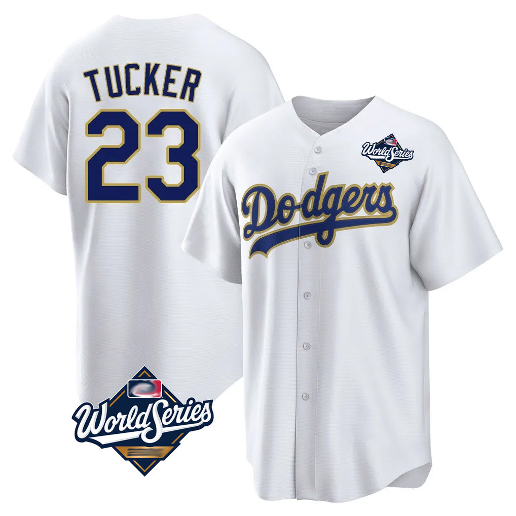 Elroe LA.Dodgers #23 Kyle Tucker Player Gold White World Series 2026 Collection Stadium Game Stitched Jerseys