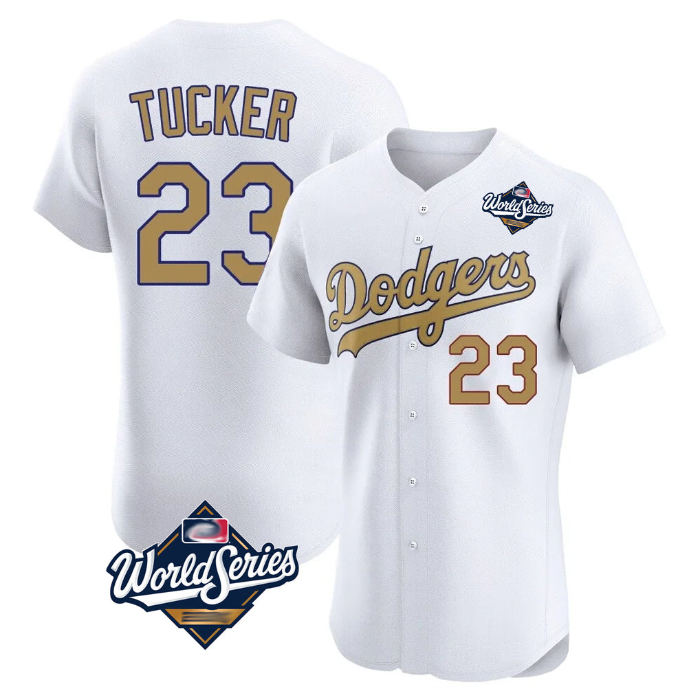 Elroe LA.Dodgers #23 Kyle Tucker Player Gold World Series Limited Elite Home Stitched Jerseys