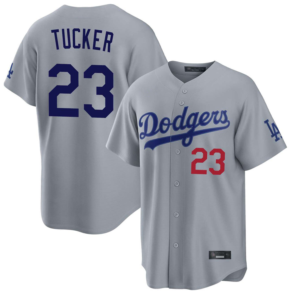 Elroe LA.Dodgers #23 Kyle Tucker Player Gray Game Home Stitched Jerseys
