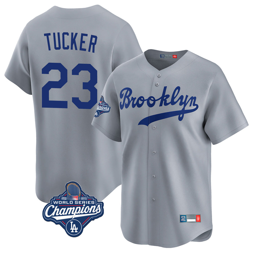 Elroe LA.Dodgers #23 Kyle Tucker Player Gray World Series Meet Game Limited Home Stitched Jerseys