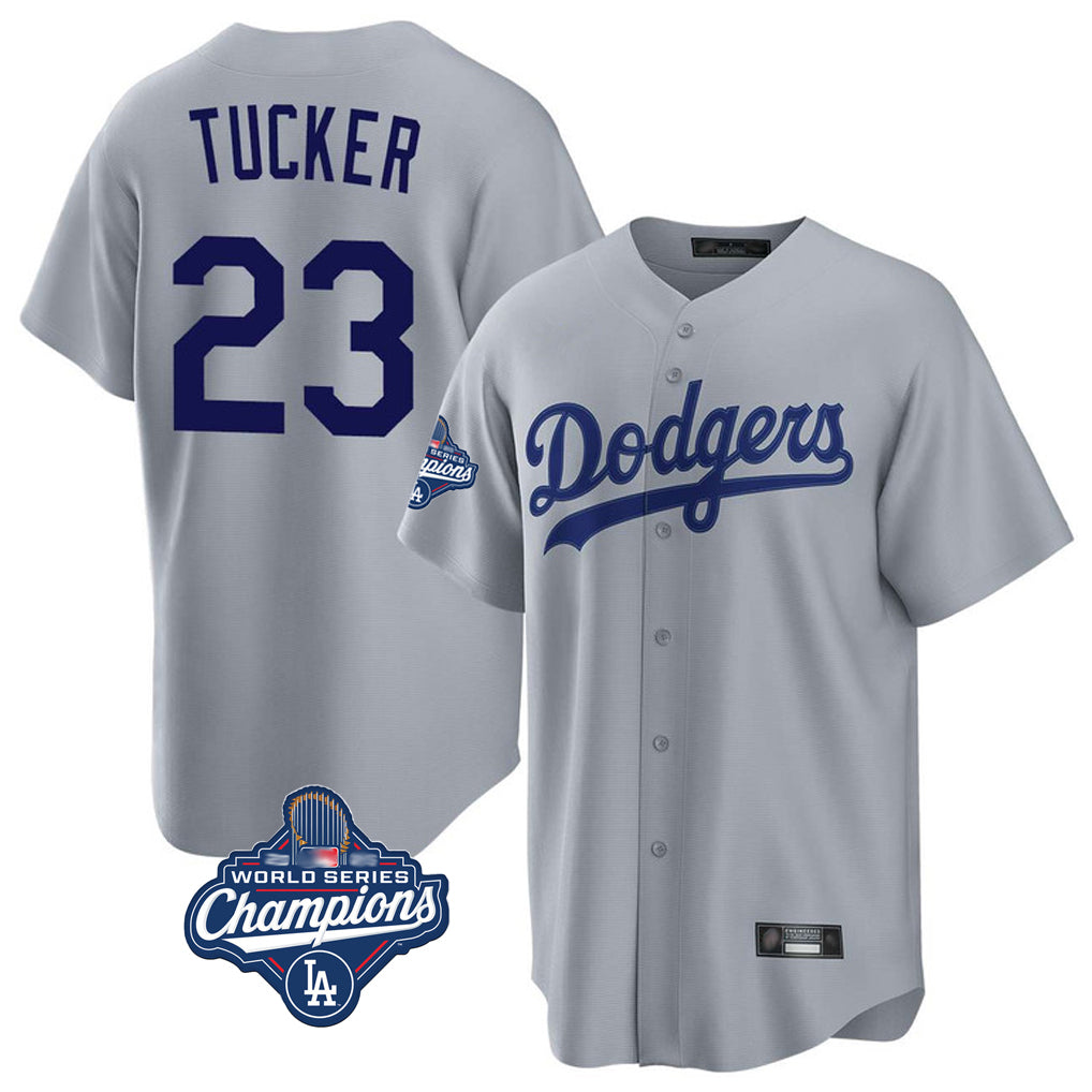 Elroe LA.Dodgers #23 Kyle Tucker Player Gray World Series Meet Game Stitched Jerseys