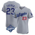 Elroe LA.Dodgers #23 Kyle Tucker Player Gray World Series Meet Limited Elite Home Stitched Jerseys
