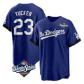 Elroe LA.Dodgers #23 Kyle Tucker Player Royal World Series City Connect Home Game Stitched Jerseys