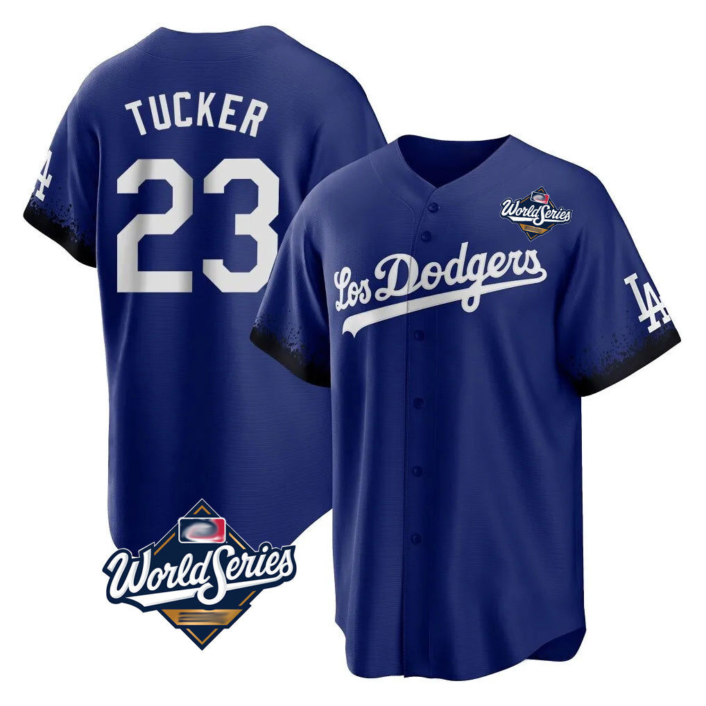 Elroe LA.Dodgers #23 Kyle Tucker Player Royal World Series City Connect Home Game Stitched Jerseys