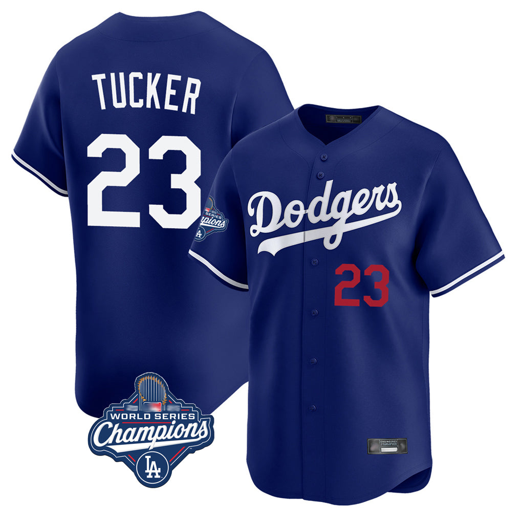 Elroe LA.Dodgers #23 Kyle Tucker Player Royal World Series Meet Limited Home Stitched Jerseys