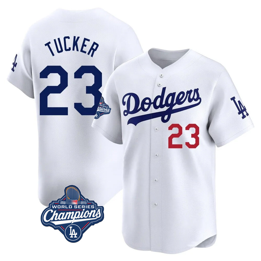 Elroe LA.Dodgers #23 Kyle Tucker Player White World Series Meet Limited Home Stitched Jerseys