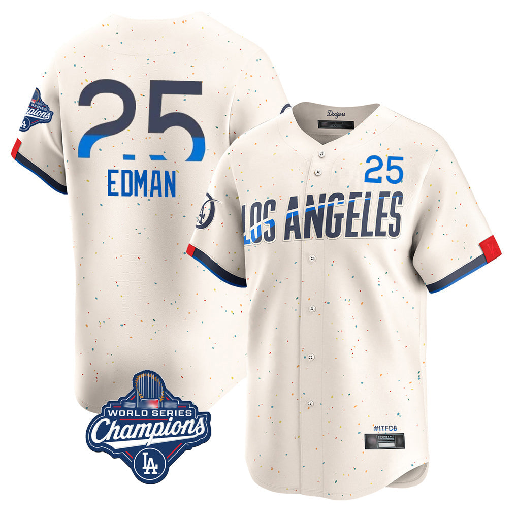 Elroe LA.Dodgers #25 Tommy Edman Player Cream World Series Meet City Connect Limited Home Stitched Jerseys