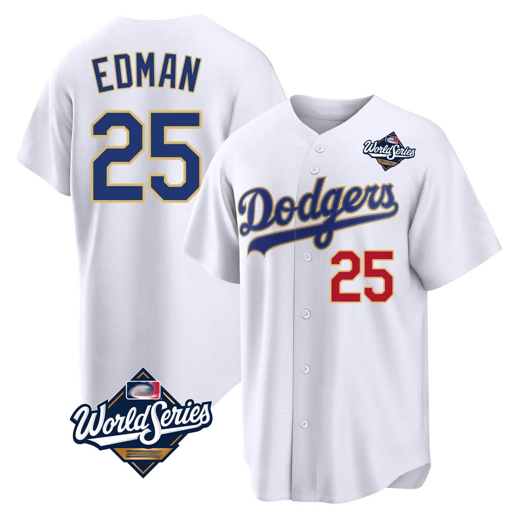 Elroe LA.Dodgers #25 Tommy Edman Player Gold White World Series 2026 Collection Stadium Limited Stitched Jerseys