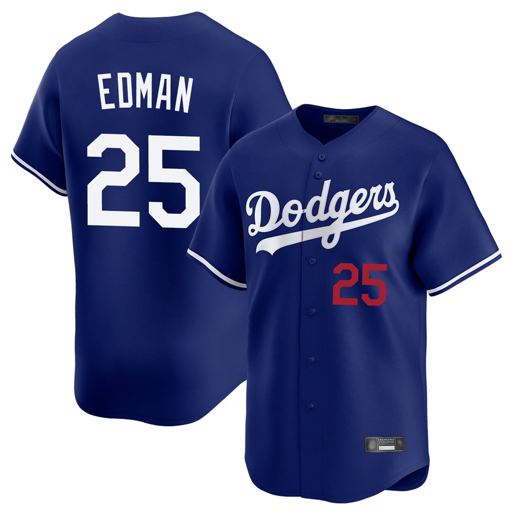 Elroe LA.Dodgers #25 Tommy Edman Player Royal Limited Home Stitched Jerseys