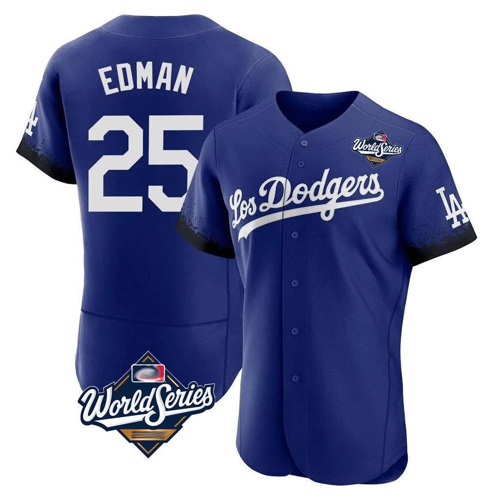 Elroe LA.Dodgers #25 Tommy Edman Player Royal World Series City Connect Elite Home Stitched Jerseys