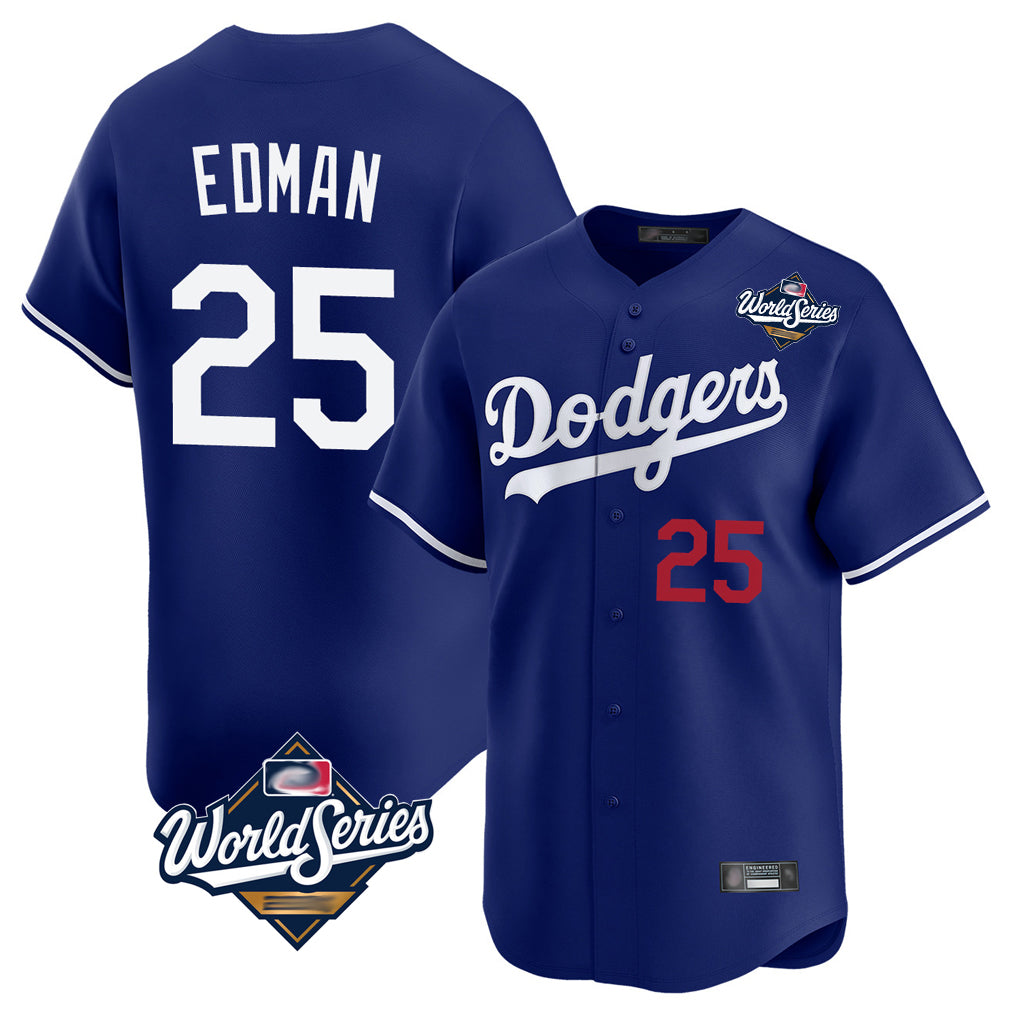 Elroe LA.Dodgers #25 Tommy Edman Player Royal World Series Limited Home Stitched Jerseys