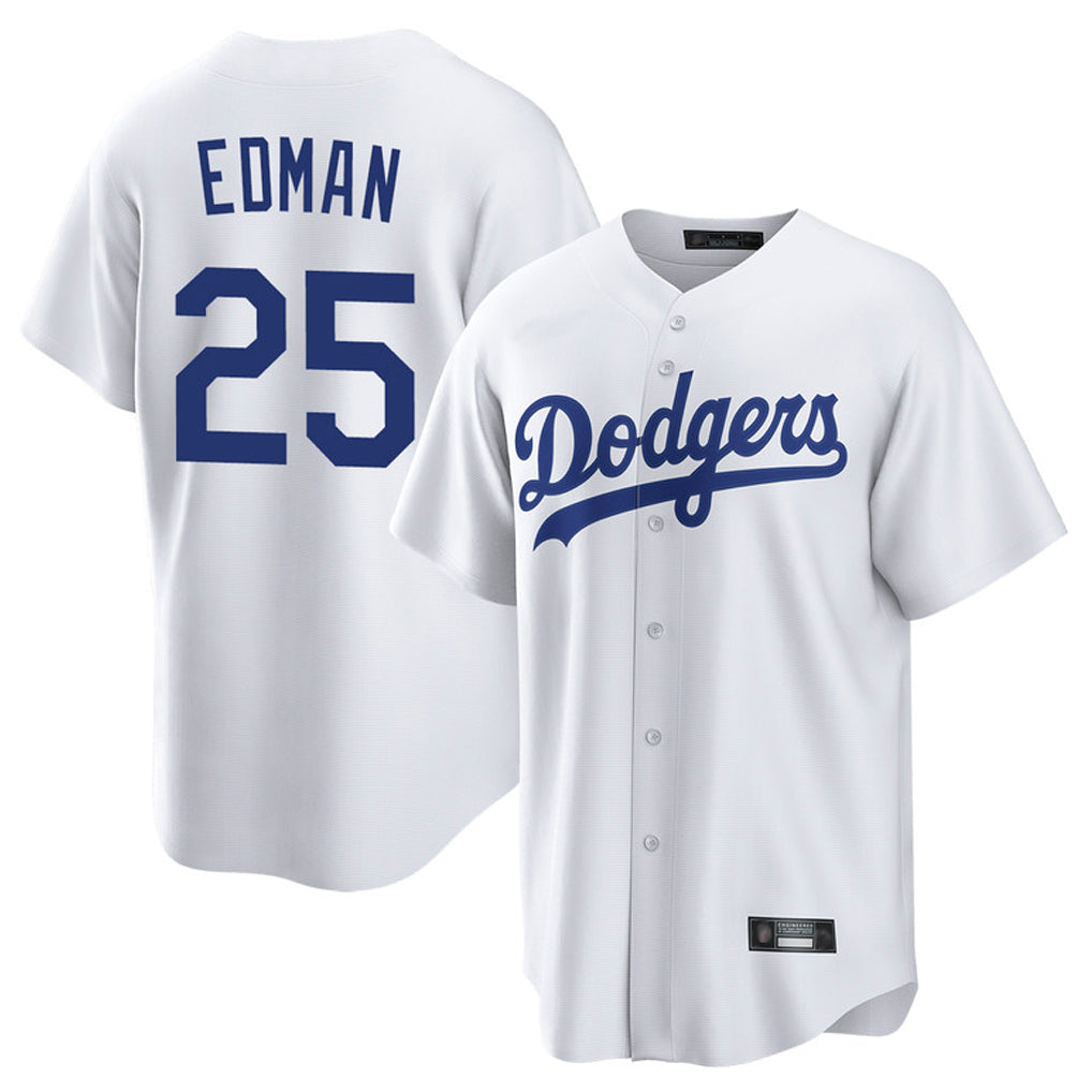 Elroe LA.Dodgers #25 Tommy Edman Player White Game Home Stitched Jerseys