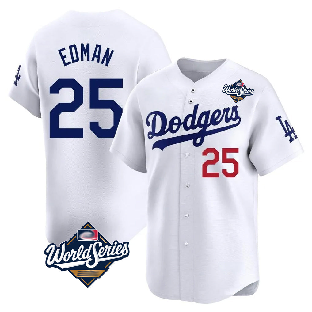 Elroe LA.Dodgers #25 Tommy Edman Player White World Series Limited Home Stitched Jerseys
