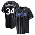 Elroe LA.Dodgers #34 Fernando Valenzuela Player Black Carbon Limited Home Stitched Jerseys