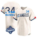 Elroe LA.Dodgers #34 Fernando Valenzuela Player Cream World Series Meet City Connect Limited Home Stitched Jerseys