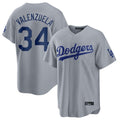Elroe LA.Dodgers #34 Fernando Valenzuela Player Gray Game Stitched Jerseys