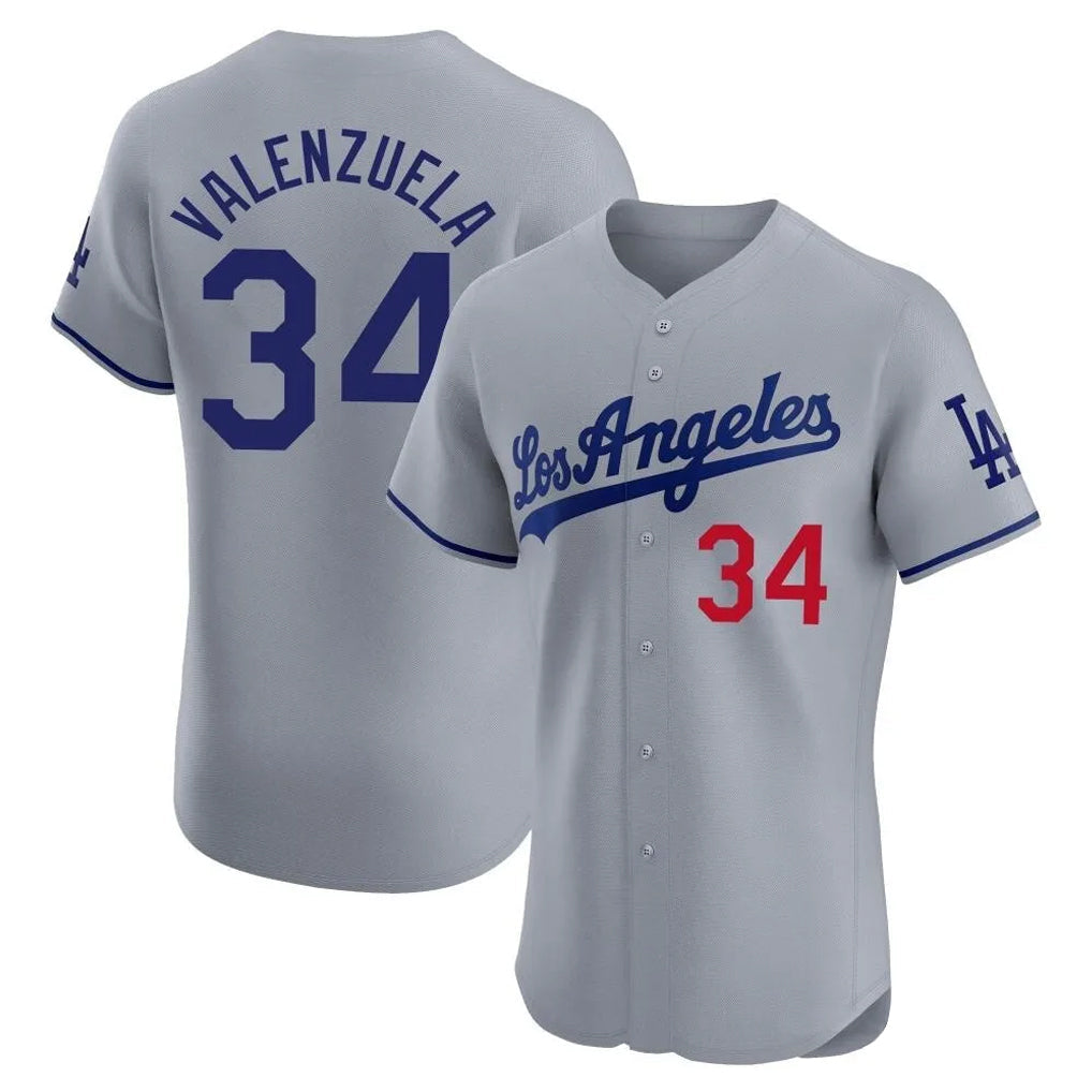 Elroe LA.Dodgers #34 Fernando Valenzuela Player Gray Limited Elite Home Stitched Jerseys