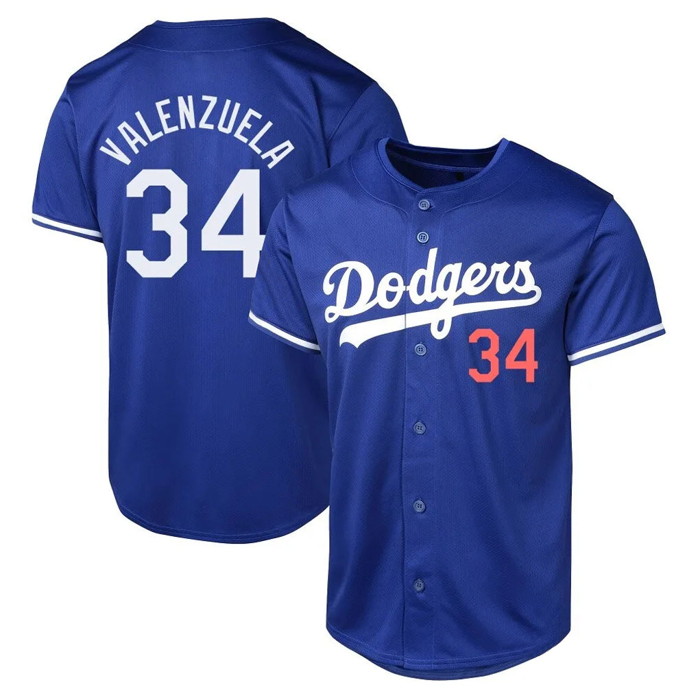 Elroe LA.Dodgers #34 Fernando Valenzuela Player Royal Limited World Series Stitched Jerseys