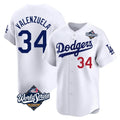 Elroe LA.Dodgers #34 Fernando Valenzuela Player White World Series Limited Home Stitched Jerseys