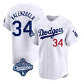 Elroe LA.Dodgers #34 Fernando Valenzuela Player White World Series Meet Limited Home Stitched Jerseys