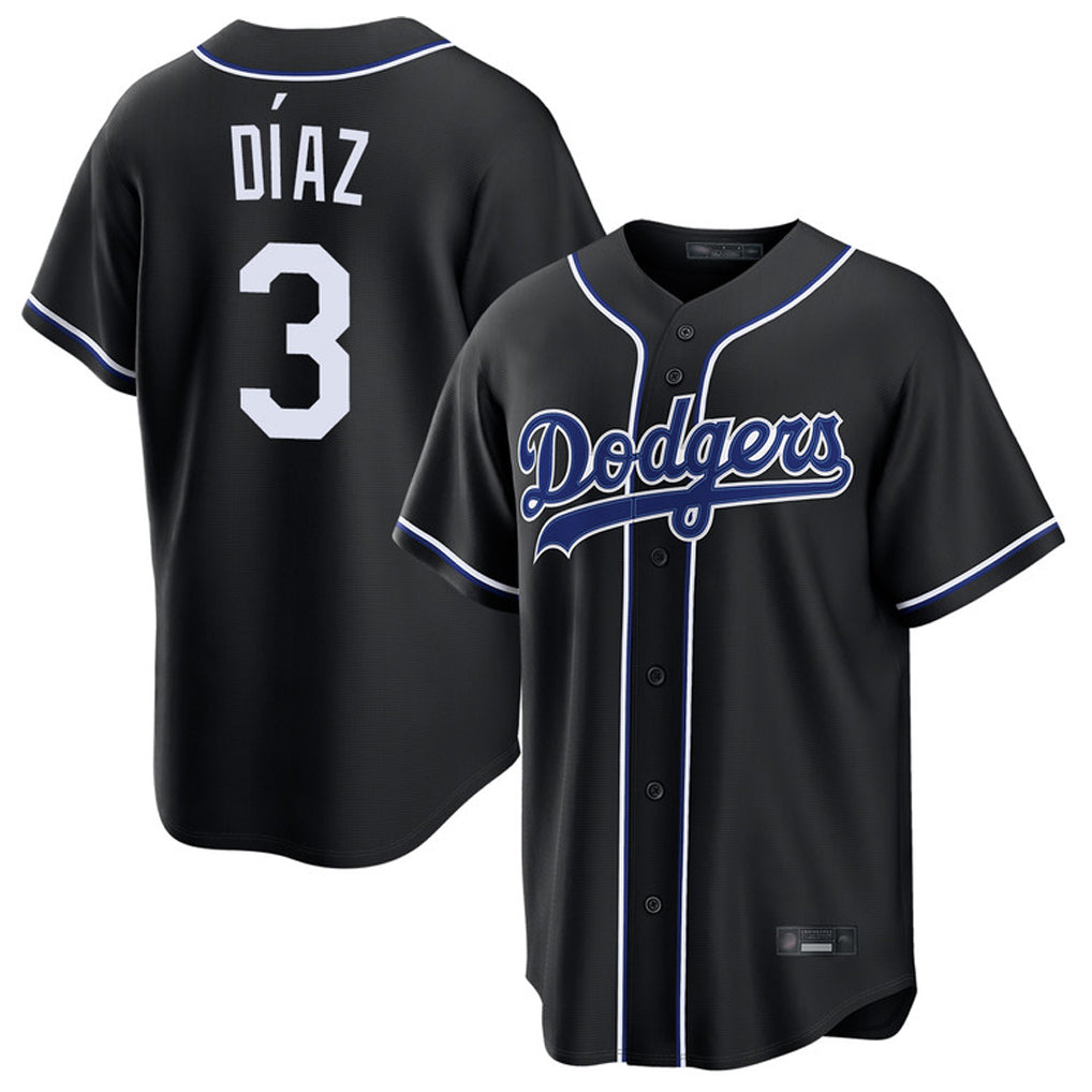 Elroe LA.Dodgers #3 Edwin D¡§aaz Player Black Carbon Limited Home Stitched Jerseys