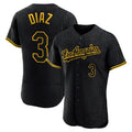 Elroe LA.Dodgers #3 Edwin D¡§aaz Player Black Snake Skin City Limited Elite Home Stitched Jerseys