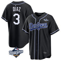 Elroe LA.Dodgers #3 Edwin D¡§aaz Player Black World Series Carbon Limited Home Stitched Jerseys