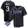 Elroe LA.Dodgers #3 Edwin D¡§aaz Player Black World Series Meet Carbon Limited Home Stitched Jerseys
