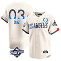 Elroe LA.Dodgers #3 Edwin D¡§aaz Player Cream World Series City Connect Limited Home Stitched Jerseys