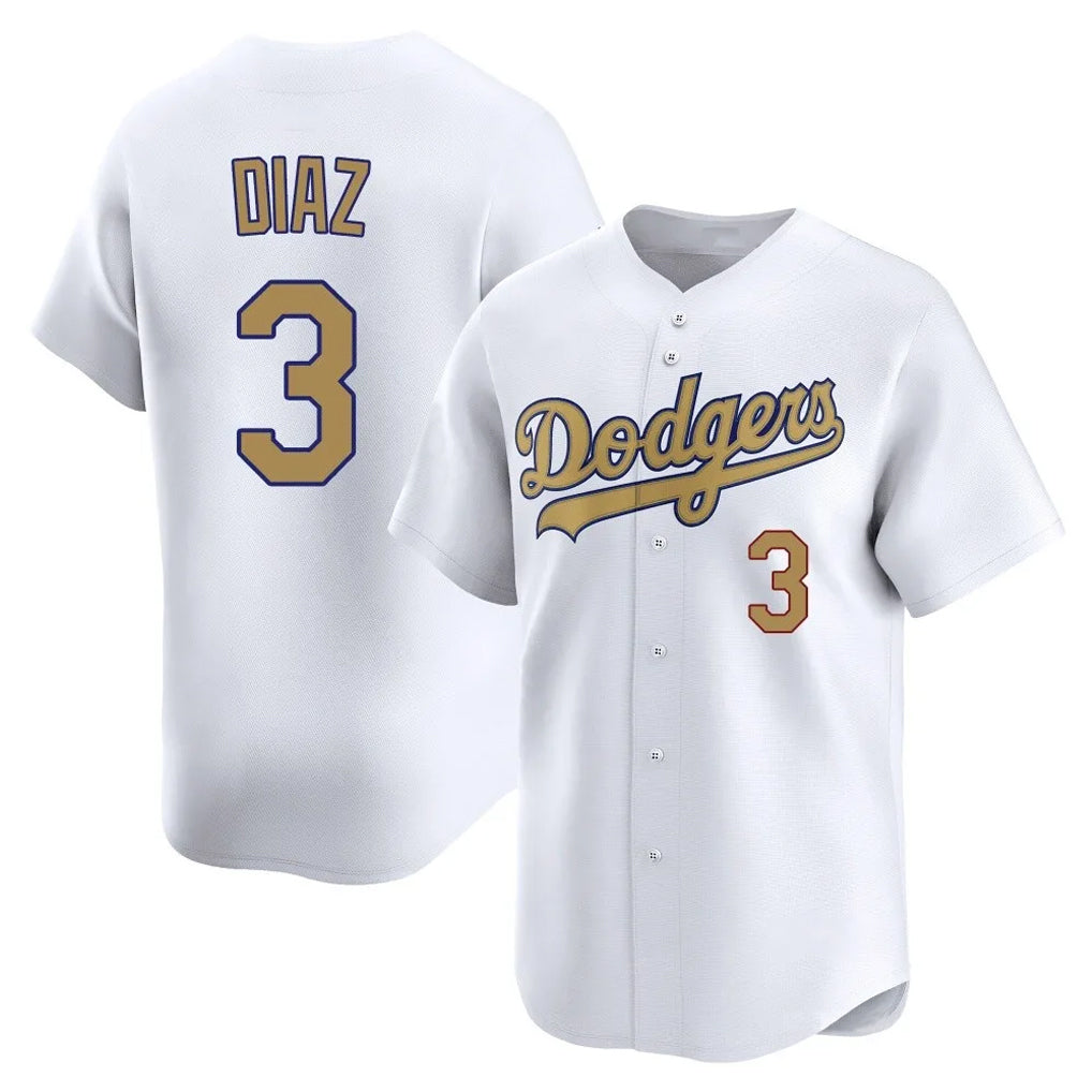 Elroe LA.Dodgers #3 Edwin D¡§aaz Player Gold Collection Limited Home Stitched Jerseys