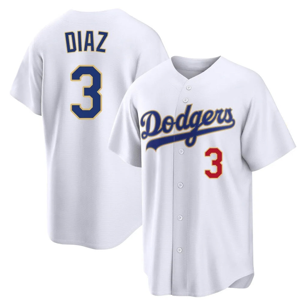 Elroe LA.Dodgers #3 Edwin D¡§aaz Player Gold White 2026 Collection Stadium Limited Stitched Jerseys