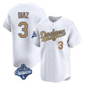 Elroe LA.Dodgers #3 Edwin D¡§aaz Player Gold World Series Meet Collection Limited Home Stitched Jerseys