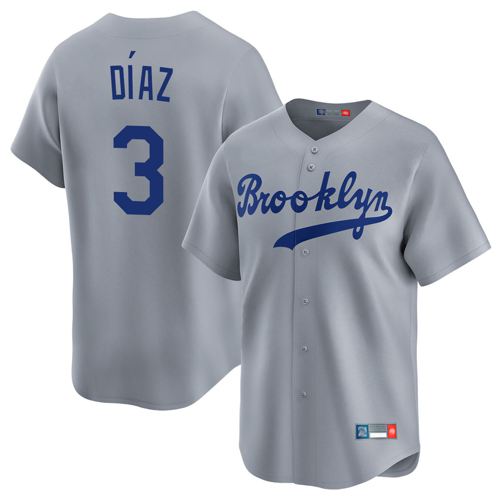 Elroe LA.Dodgers #3 Edwin D¡§aaz Player Gray Game Limited Home Stitched Jerseys