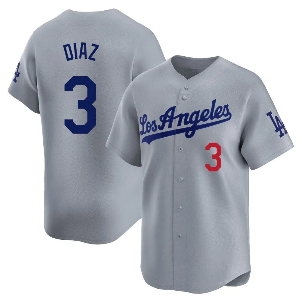 Elroe LA.Dodgers #3 Edwin D¡§aaz Player Gray Limited Home Stitched Jerseys