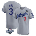 Elroe LA.Dodgers #3 Edwin D¡§aaz Player Gray World Series Limited Elite Home Stitched Jerseys