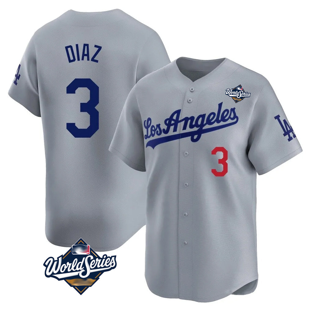 Elroe LA.Dodgers #3 Edwin D¡§aaz Player Gray World Series Limited Home Stitched Jerseys