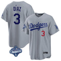 Elroe LA.Dodgers #3 Edwin D¡§aaz Player Gray World Series Meet Game Home Stitched Jerseys