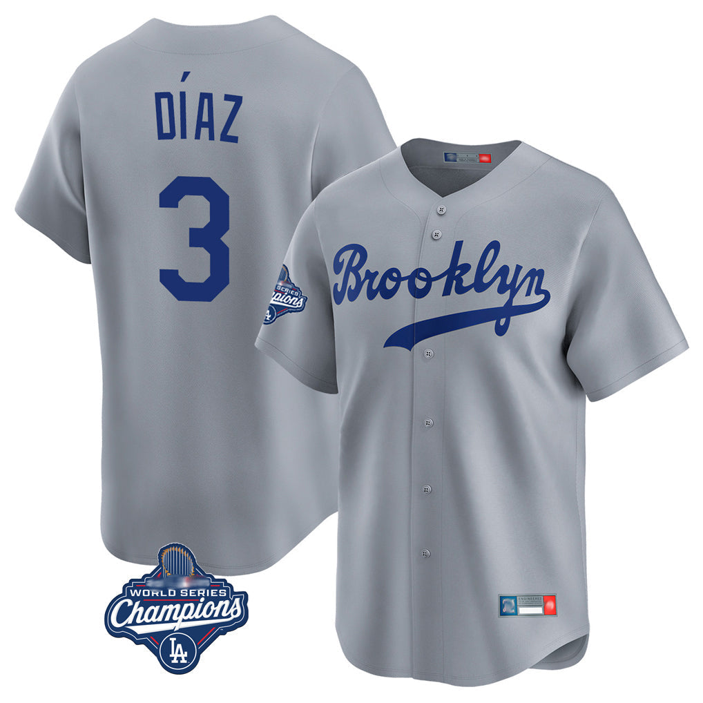 Elroe LA.Dodgers #3 Edwin D¡§aaz Player Gray World Series Meet Game Limited Home Stitched Jerseys