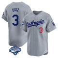 Elroe LA.Dodgers #3 Edwin D¡§aaz Player Gray World Series Meet Limited Home Stitched Jerseys