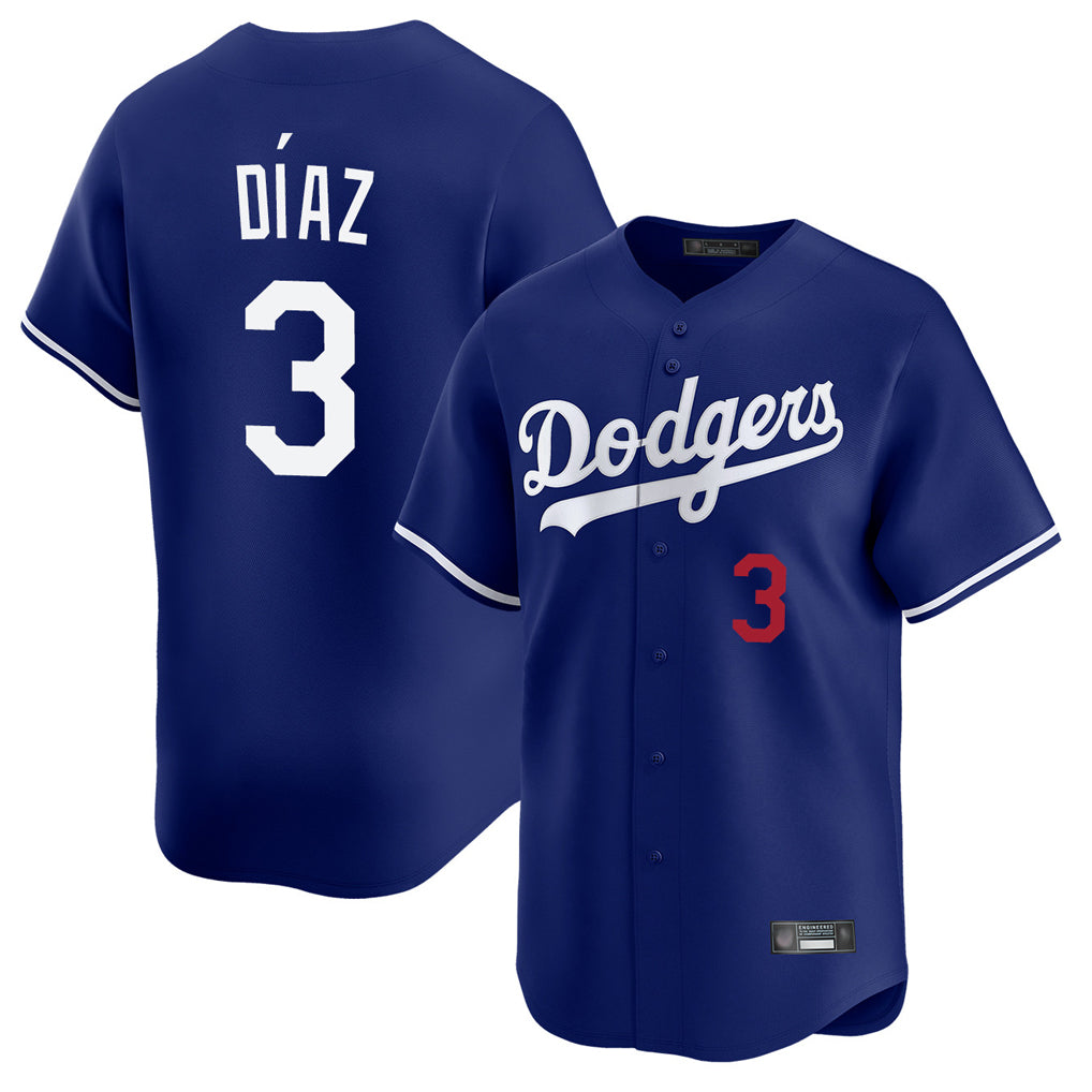 Elroe LA.Dodgers #3 Edwin D¡§aaz Player Royal Limited Home Stitched Jerseys