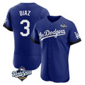 Elroe LA.Dodgers #3 Edwin D¡§aaz Player Royal World Series City Connect Elite Home Stitched Jerseys